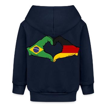 Brasilien Deutschland Flagge Haende Herzform - Baby Organic Kapuzenjacke Baby Connector von Stanley/Stella - Navy - Hinten