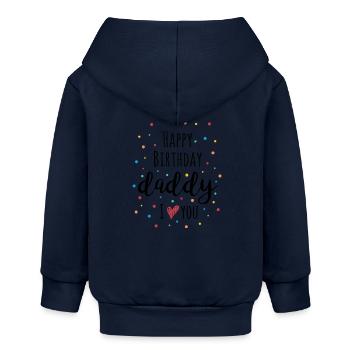 Joyeux anniversaire papa, je t’aime – Vêtements pour bébé - Veste à capuche bébé bio Stanley/Stella - bleu marine - Dos