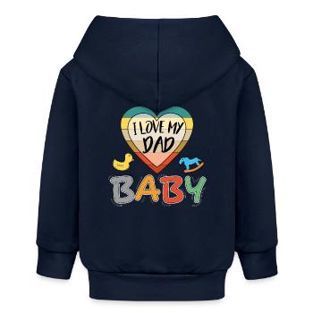 Baby I love Dad Ich liebe Papa Familie - Baby Organic Kapuzenjacke Baby Connector von Stanley/Stella - Navy - Hinten