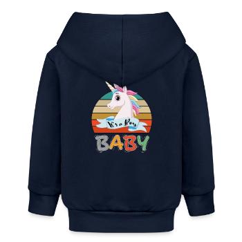 Baby It s a Boy Junge Einhorn Unicorn - Baby Organic Kapuzenjacke Baby Connector von Stanley/Stella - Navy - Hinten