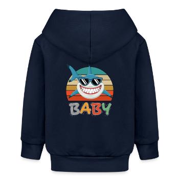 Baby Hai Fisch Tiere Lustig Sonnenbrille - Baby Organic Kapuzenjacke Baby Connector von Stanley/Stella - Navy - Hinten
