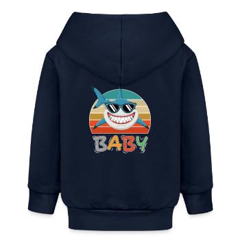 Baby Hai Fisch Tiere Lustig Sonnenbrille - Baby Organic Kapuzenjacke Baby Connector von Stanley/Stella - Navy - Hinten