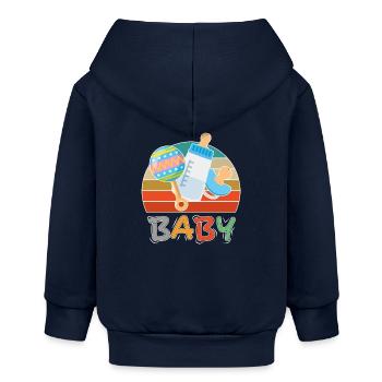 Baby Flasche Nuckel Rassel Fläschchen Retro - Baby Organic Kapuzenjacke Baby Connector von Stanley/Stella - Navy - Hinten