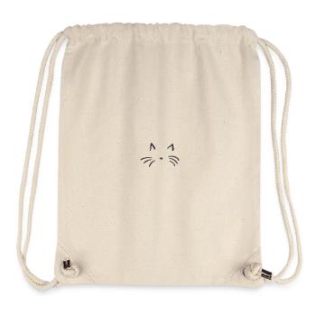 Visage de chat brodé - Sac à cordon recyclé Stanley/Stella - blanc naturel - Devant