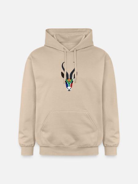 SPRINGBOK HEAD IN SOUTH AFRICAN COLOURS - Gildan Unisex Softstyle® Midweight Hoodie - sand