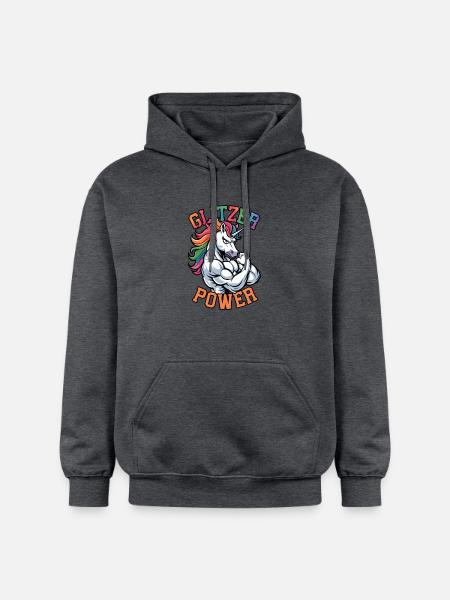 Glitzer Power Einhorn - Gildan Unisex Softstyle® Midweight Hoodie - Dunkelgrau meliert
