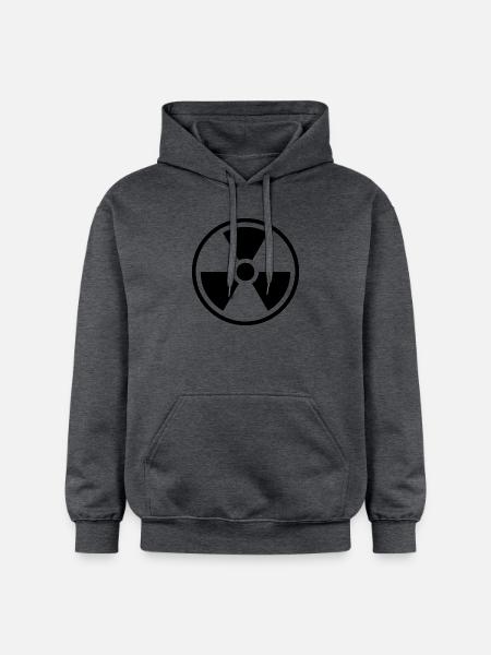 Radiation Solid Icon Nuclear Warning Symbol - Gildan Unisex Softstyle® Midweight Hoodie - dark heather grey