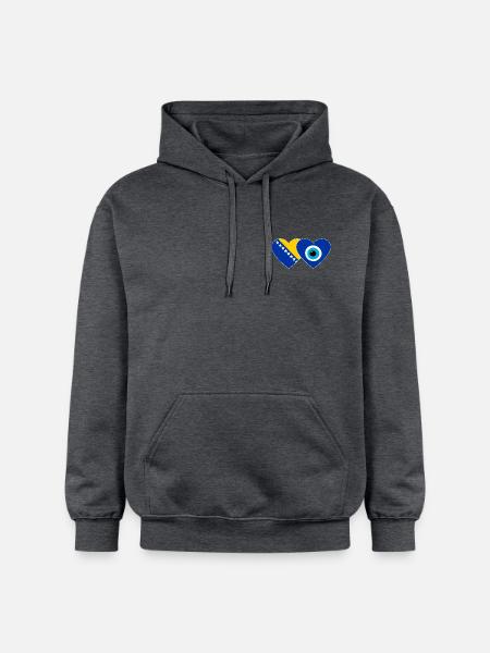 Bosnien Nazarperle Flagge - Gildan Unisex Softstyle® Midweight Hoodie - Dunkelgrau meliert