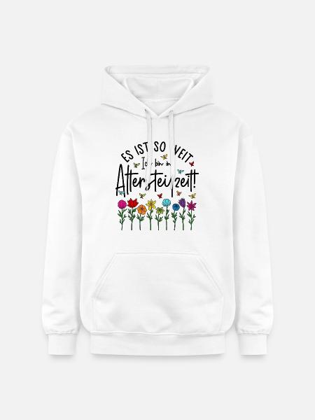 Es ist soweit Ich bin in Altersteilzeit - Blumen - Gildan Unisex Softstyle® Midweight Hoodie - Weiß