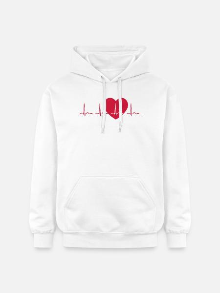 Heartbeat ECG Line Medical Pulse Wave Icon Vector - Gildan Unisex Softstyle® Midweight Hoodie - white