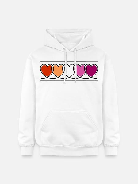 Lesbian Lesbian Hearts - Gildan Unisex Softstyle® Midweight Hoodie - white