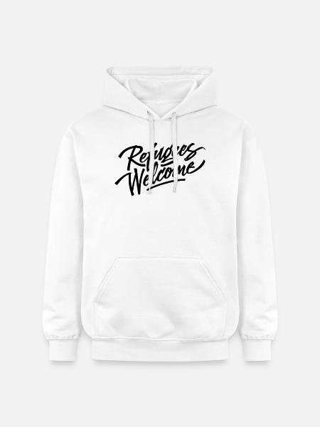 refugees welcome black - Gildan Unisex Softstyle® Midweight Hoodie - white