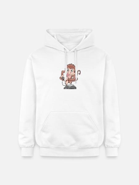 Monkey plays video games - Gildan Unisex Softstyle® Midweight Hoodie - white