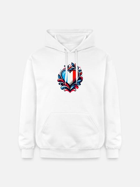 Heart French Flag - Gildan Unisex Softstyle® Midweight Hoodie - white