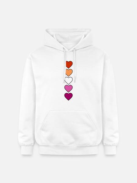 Lesbian Lesbian Hearts - Gildan Unisex Softstyle® Midweight Hoodie - white