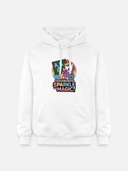 Teaching With Sparkle And Magic! - Gildan Unisex Softstyle® Midweight Hoodie - white