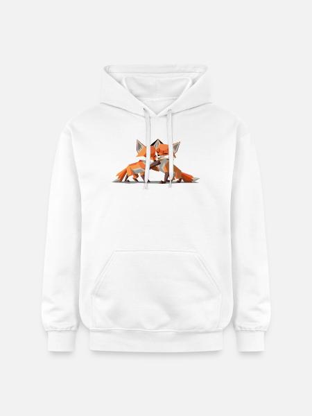 Renardeaux low-poly - Sweat à capuche Softstyle® Gildan Unisexe - blanc