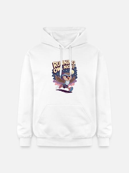 Running Owl Night - Gildan Unisex Softstyle® Midweight Hoodie - white