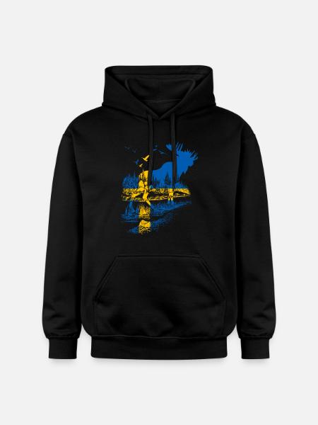 SWEDEN MOOSE - Gildan Unisex Softstyle® Midweight Hoodie - black