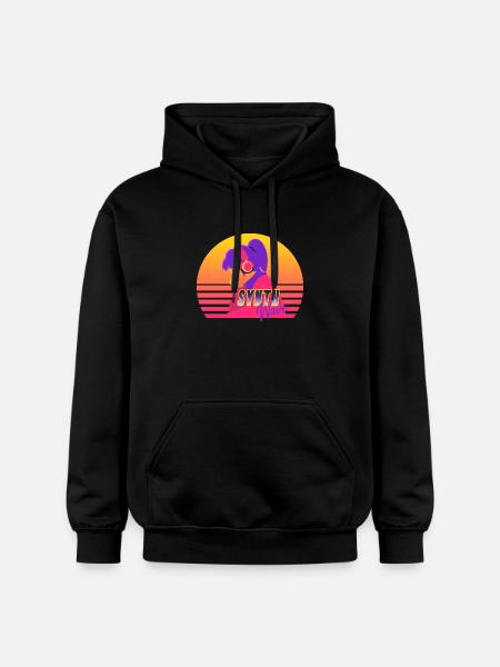 Synthwave Girl - Gildan Unisex Softstyle® Midweight Hoodie - black