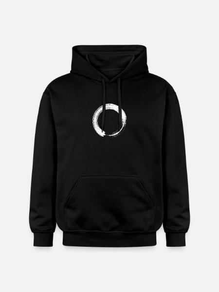 Circle design icon brush white - Gildan Unisex Softstyle® Midweight Hoodie - black