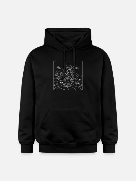 geometric ocean - Gildan Unisex Softstyle® Midweight Hoodie - black