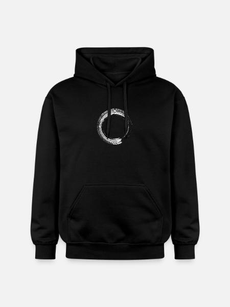 Circle design brush icon white - Gildan Unisex Softstyle® Midweight Hoodie - black