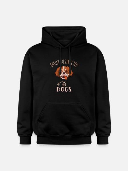 Easily Distracted By Dogs - Gildan Unisex Softstyle® Midweight Hoodie - black