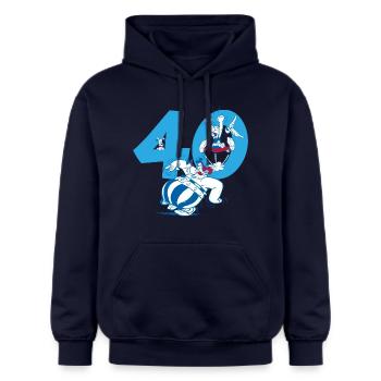 Asterix & Obelix 40. Geburtstag Design - Gildan Unisex Softstyle® Midweight Hoodie - Navy - Vorne - Liana (172cm) & Jaron (178cm)