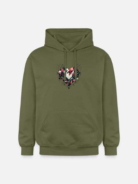 Geometric Heart - Gildan Unisex Softstyle® Midweight Hoodie - military green