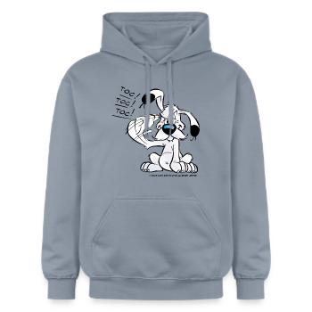 Asterix & Obelix Idefix Klopft Toc Toc Toc - Gildan Unisex Softstyle® Midweight Hoodie - Blau - Vorne - Liana (172cm) & Jaron (178cm)