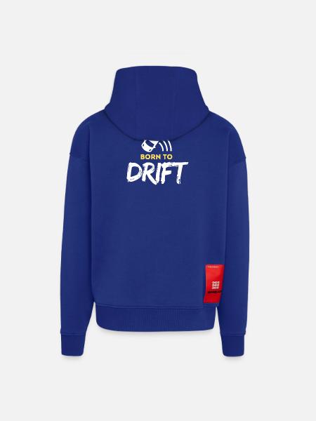 Né pour le drift - Veste à capuche bio épaisse oversize fabriqué en UE - Iconic Blue