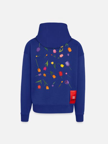 Fleur - Veste à capuche bio épaisse oversize fabriqué en UE - Iconic Blue