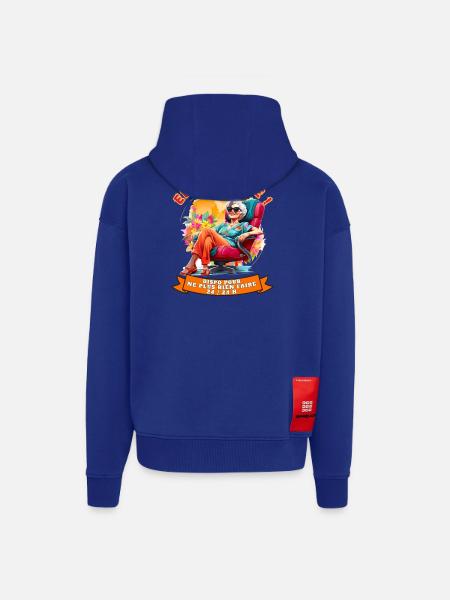 Retraitée libre et coloré - Veste à capuche bio épaisse oversize fabriqué en UE - Iconic Blue