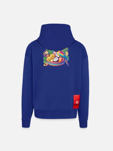 Obstkorb mit Papagei - Zip Hoodie - made by SPREAD - Iconic Blue