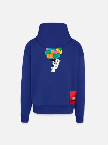 Polar bear balloon - Zip Hoodie - made by SPREAD - Iconic Blue