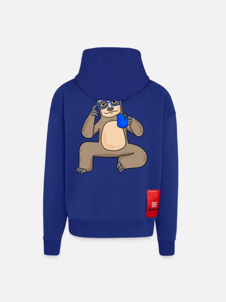 Sloth with glasses and coffee - Zip Hoodie - made by SPREAD - Iconic Blue