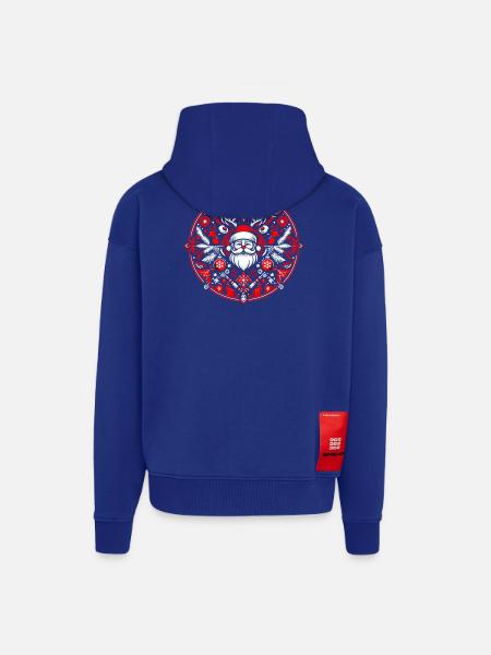 Logo de Noël 2 - Veste à capuche bio épaisse oversize fabriqué en UE - Iconic Blue