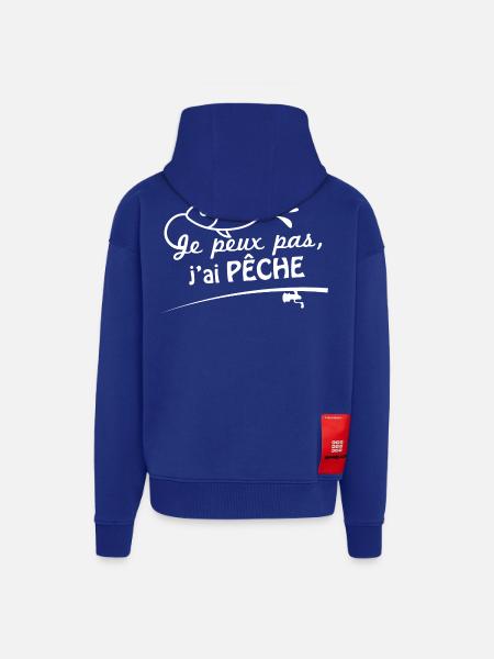 Je peux pas, j'ai pêche - Veste à capuche bio épaisse oversize fabriqué en UE - Iconic Blue