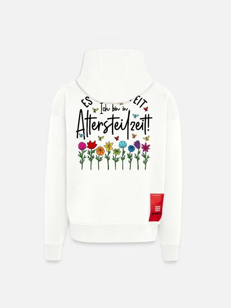 Es ist soweit Ich bin in Altersteilzeit - Blumen - Zip Hoodie - made by SPREAD - OFF WHITE