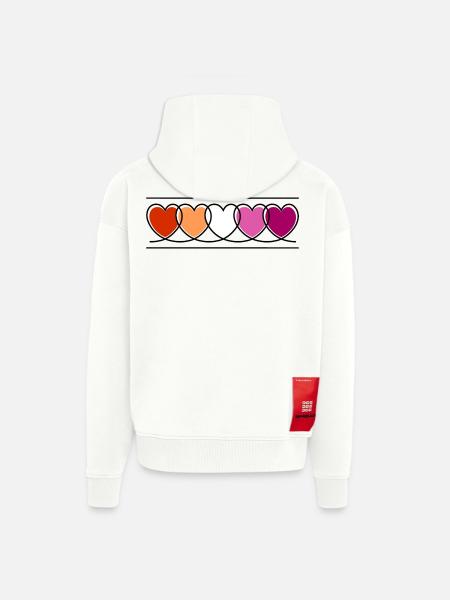 Lesbian Lesbian Hearts - Zip Hoodie - made by SPREAD - OFF WHITE