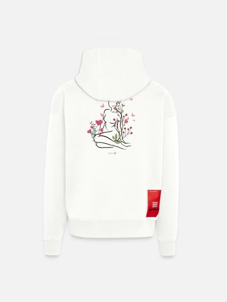 Skin-flowered - Zip Hoodie - made by SPREAD - OFF WHITE