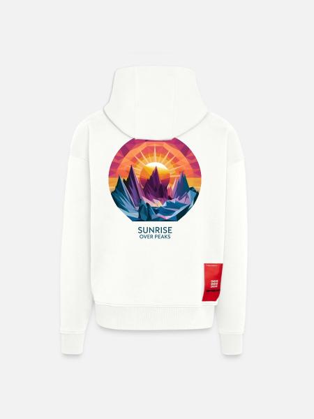 Sunrise Over Peaks - Zip Hoodie - made by SPREAD - OFF WHITE