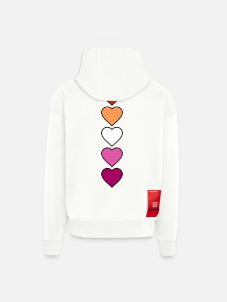 Lesbian Lesbian Hearts - Zip Hoodie - made by SPREAD - OFF WHITE