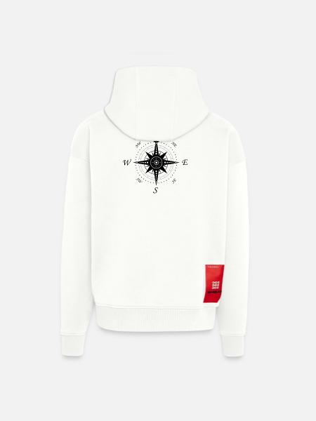 Wind Rose - compass - retro - Zip Hoodie - made by SPREAD - OFF WHITE