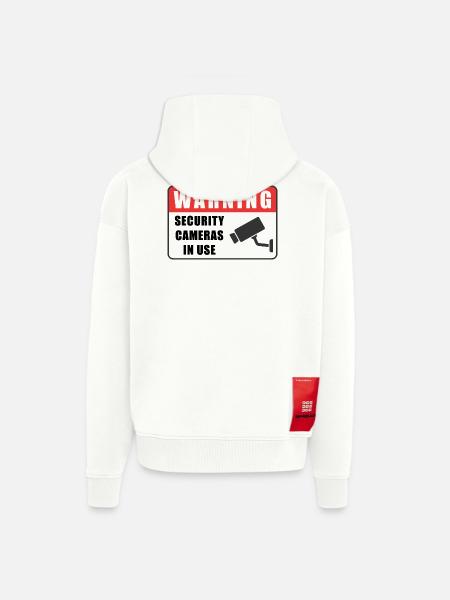 Warning CCTV Camera Badge Security Sign Icon - Zip Hoodie - made by SPREAD - OFF WHITE