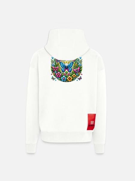 Papillons 2 - Veste à capuche bio épaisse oversize fabriqué en UE - OFF WHITE