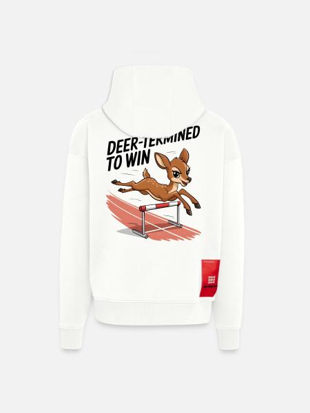 Deer-Termined pour gagner - Veste à capuche bio épaisse oversize fabriqué en UE - OFF WHITE