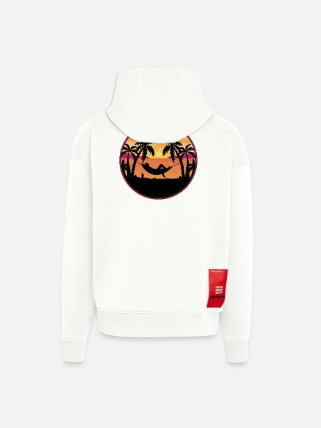 Palm Trees Hammock Sunset - Zip Hoodie - made by SPREAD - OFF WHITE