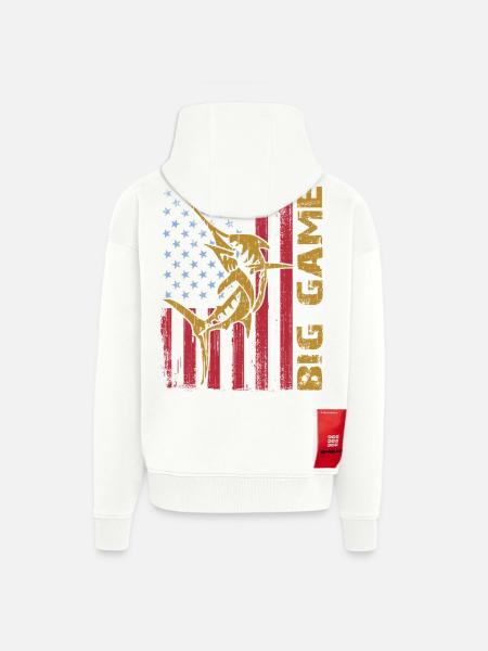 Springender Marlin mit US Flagge Hochseefischen - Zip Hoodie - made by SPREAD - OFF WHITE